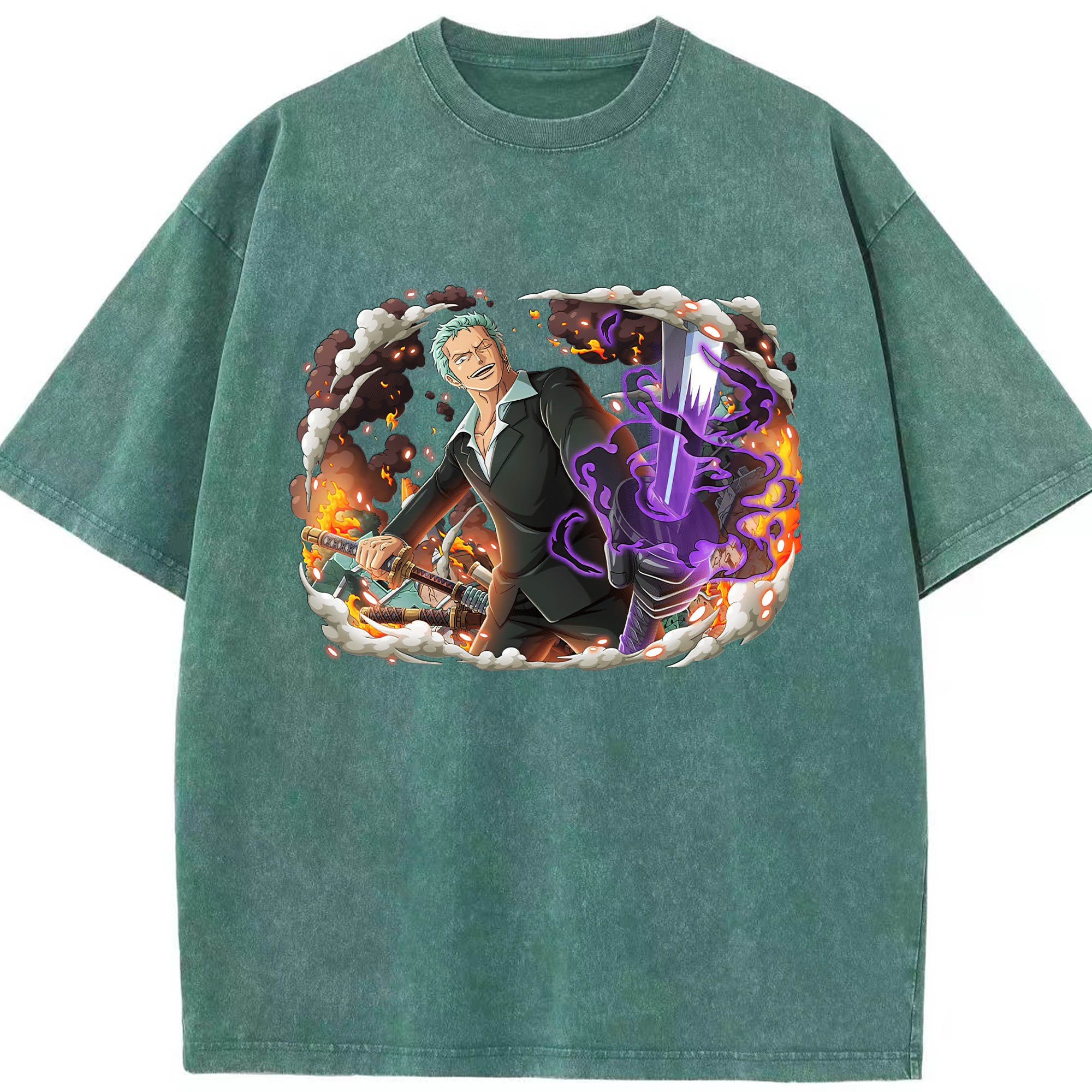 ワンピース ロロノア・ゾロ ONE PIECE Roronoa Zoro 綿100% ヴィンテージ風 半袖Tシャツ（フロントプリント）